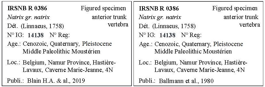IRSNB R 0386 Labels